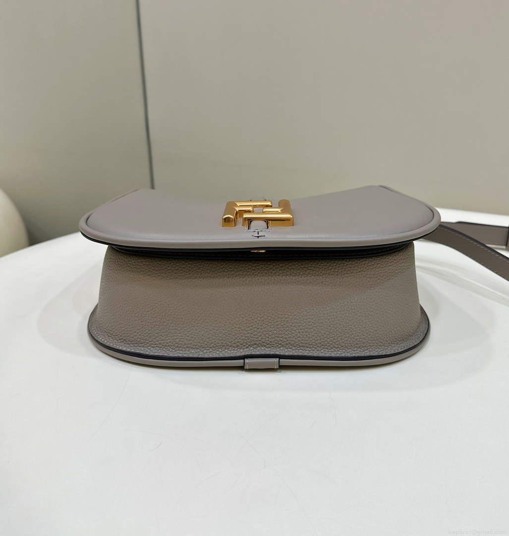 Fendi 8BT366 C’mon Medium Dove-Grey Smooth Leather and Full-grain Leather Bag