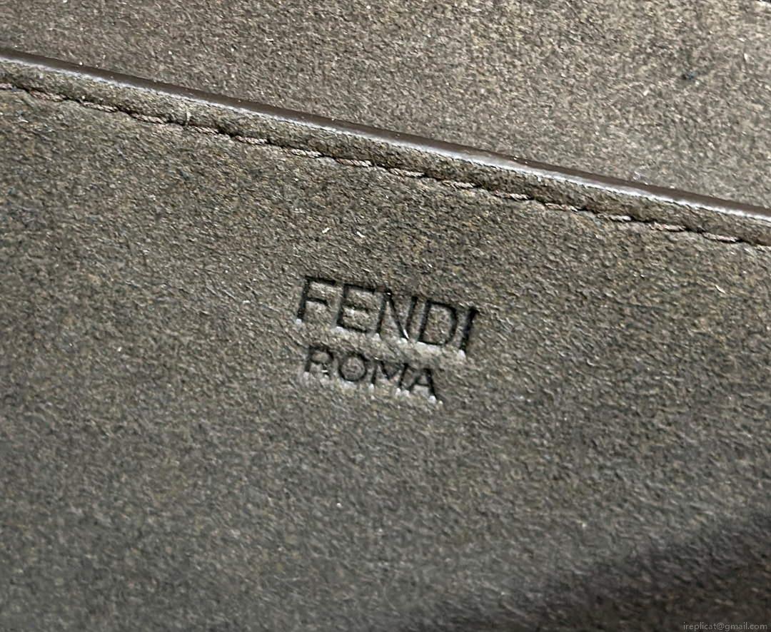 Fendi 8BS082 C’mon Small Brown FF Jacquard Fabric Bag
