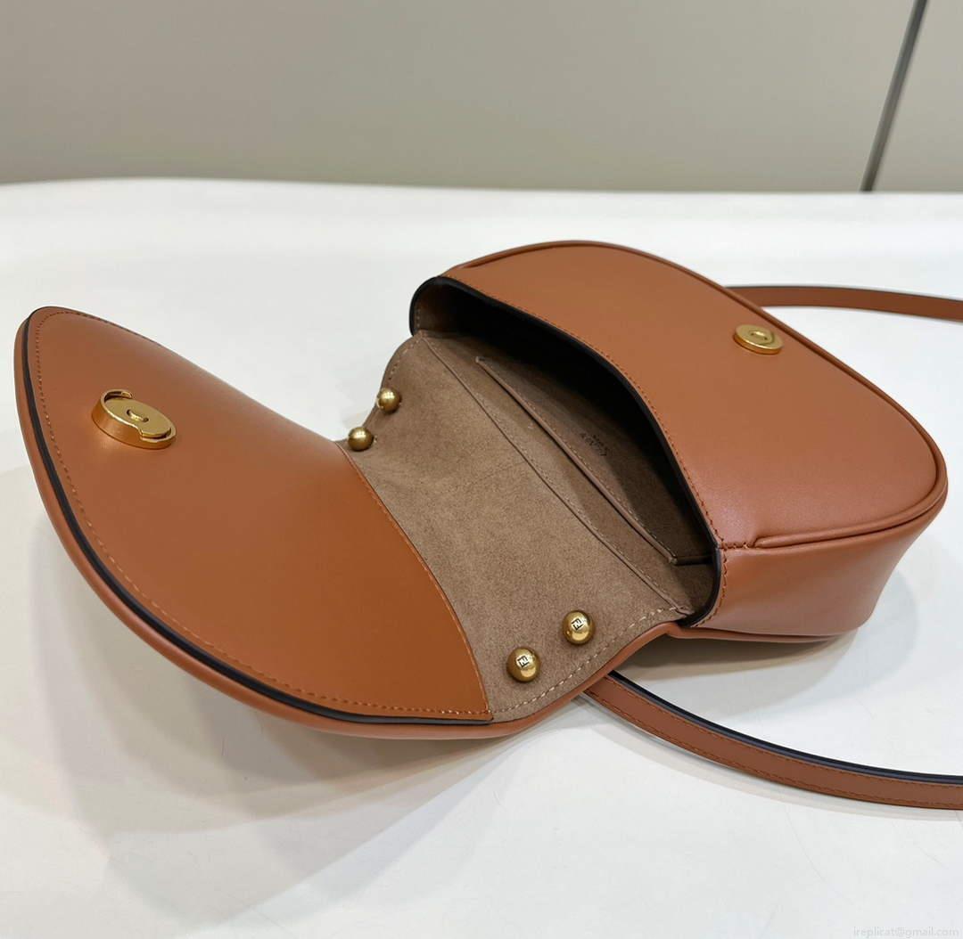 Fendi 8BS082 C’mon Mini Brown Leather Bag