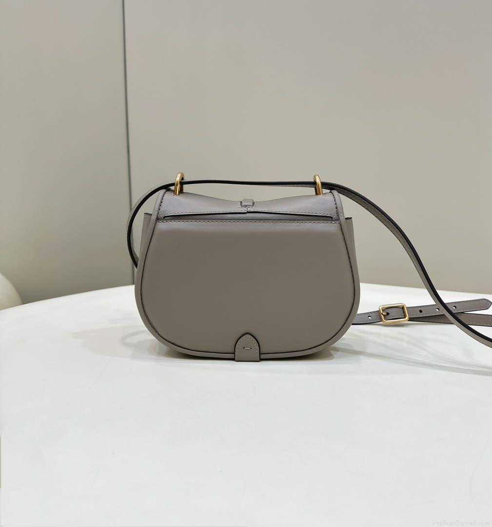 Fendi 8BS082 C’mon Mini Dove-grey Smooth Leather and Full-grain Leather Bag