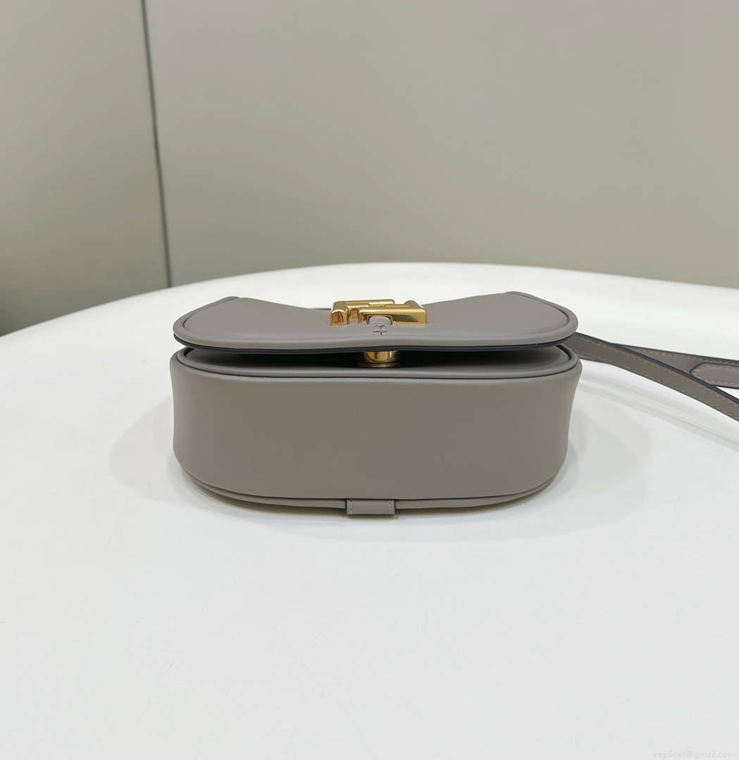 Fendi 8BS082 C’mon Mini Dove-grey Smooth Leather and Full-grain Leather Bag