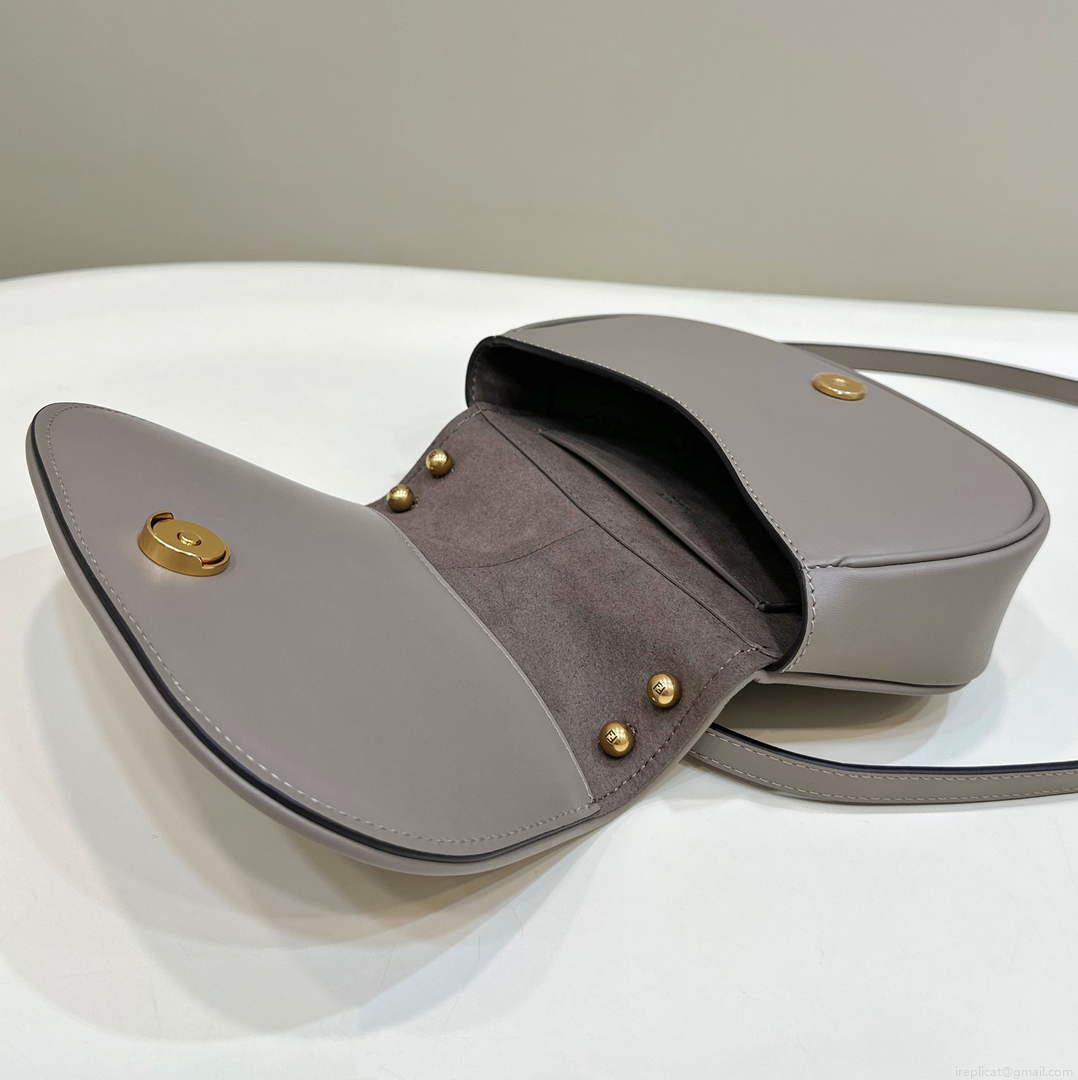 Fendi 8BS082 C’mon Mini Dove-grey Smooth Leather and Full-grain Leather Bag