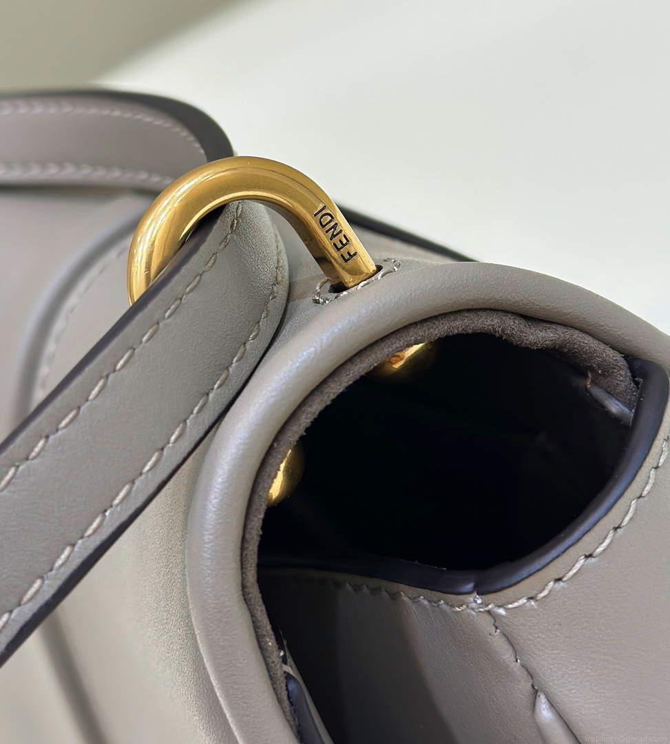 Fendi 8BS082 C’mon Mini Dove-grey Smooth Leather and Full-grain Leather Bag