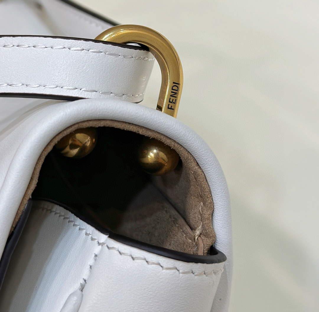 Fendi 8BS082 C’mon Mini White Leather Bag