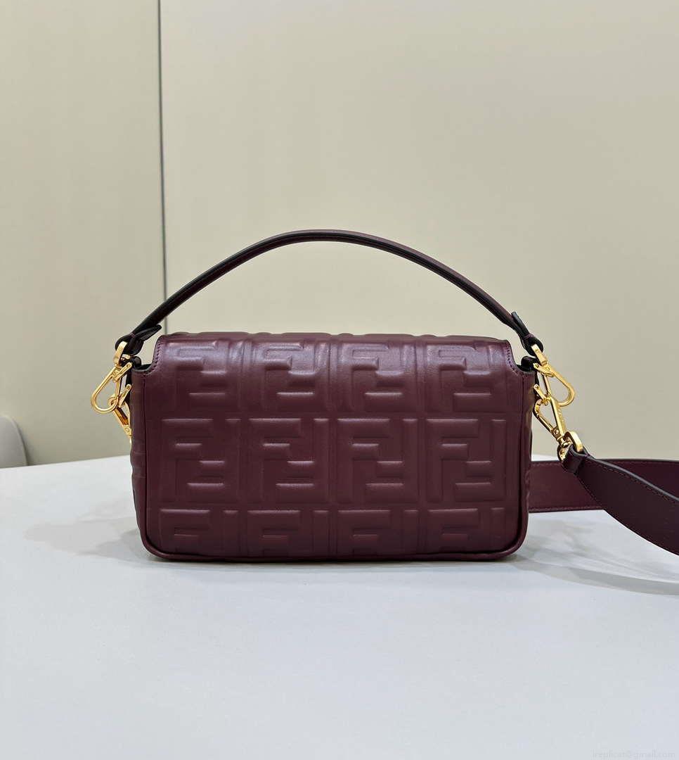 Fendi 8BR600 Baguette Medium leather 0135M bag Wine Red
