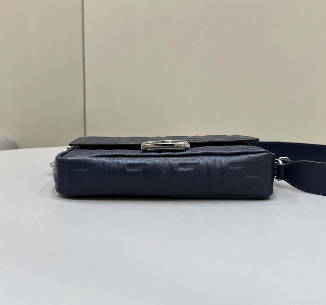 Fendi 8BR600 Baguette Medium leather 0135M bag Navy Blue