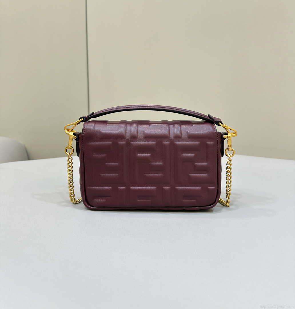 Fendi 8BS017 Baguette Mini Wine Red leather 0135S bag