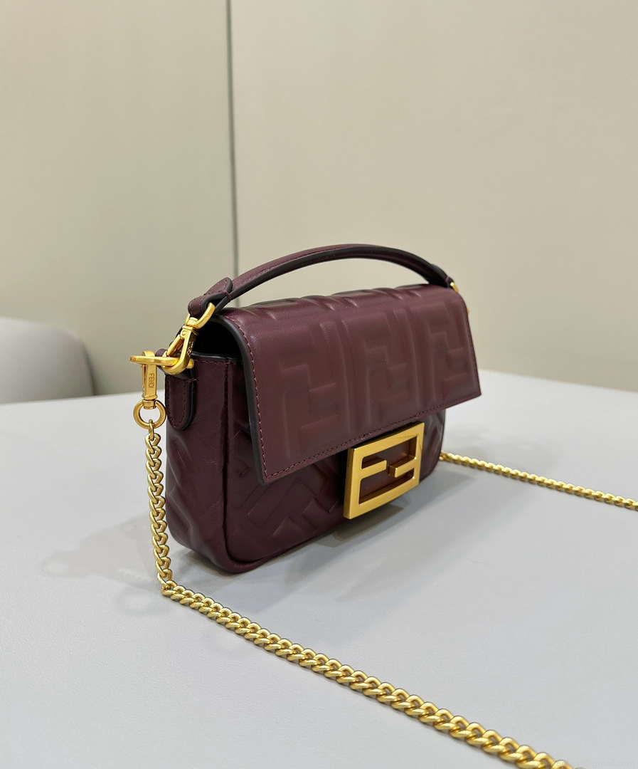 Fendi 8BS017 Baguette Mini Wine Red leather 0135S bag