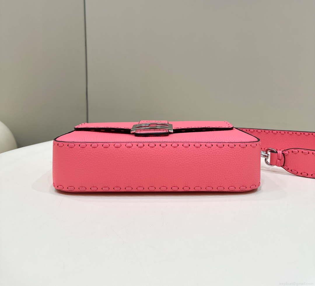 Fendi 8BR600 Baguette Pink Selleria bag with Oversized Topstitching 8610