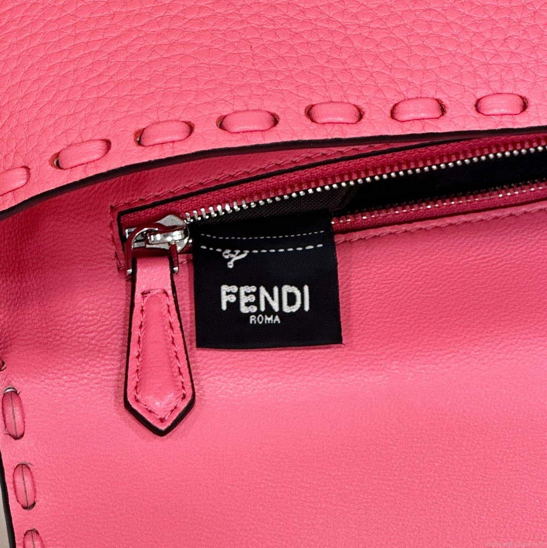 Fendi 8BR600 Baguette Pink Selleria bag with Oversized Topstitching 8610