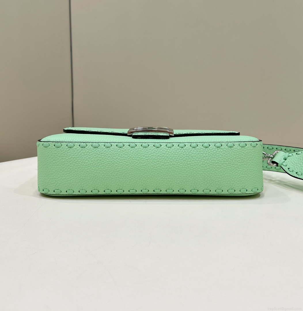Fendi 8BR600 Baguette Green Selleria bag with Oversized Topstitching 8610