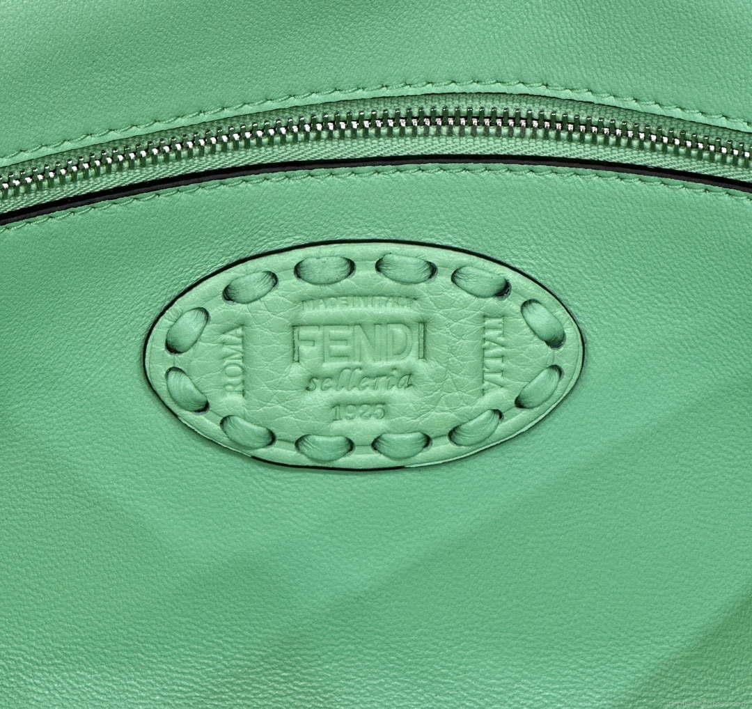 Fendi 8BR600 Baguette Green Selleria bag with Oversized Topstitching 8610