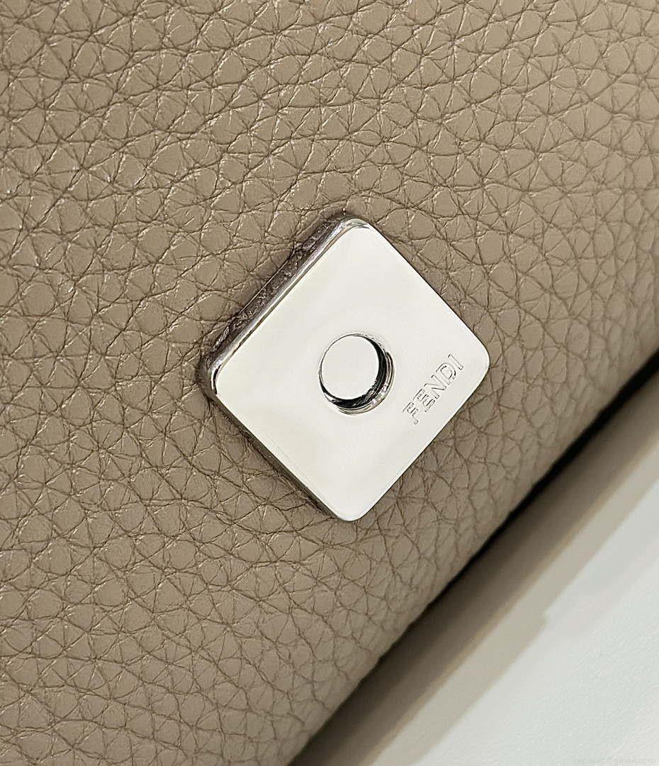 Fendi 8BR600 Baguette Grey Selleria bag with Oversized Topstitching 8610
