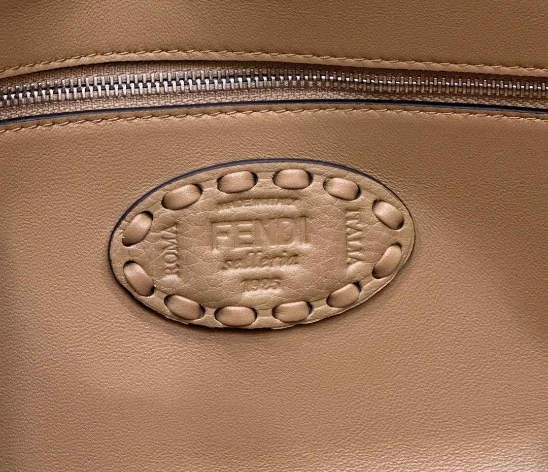 Fendi 8BR600 Baguette Apricot Selleria bag with Oversized Topstitching 8610