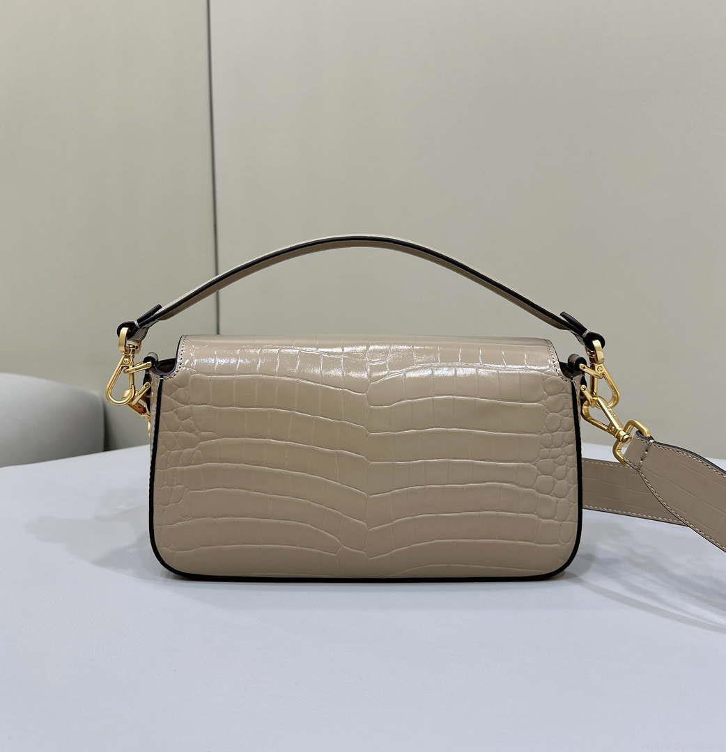 Fendi 8BR600 Baguette Medium Crocodile leather 8628 bag Apricot