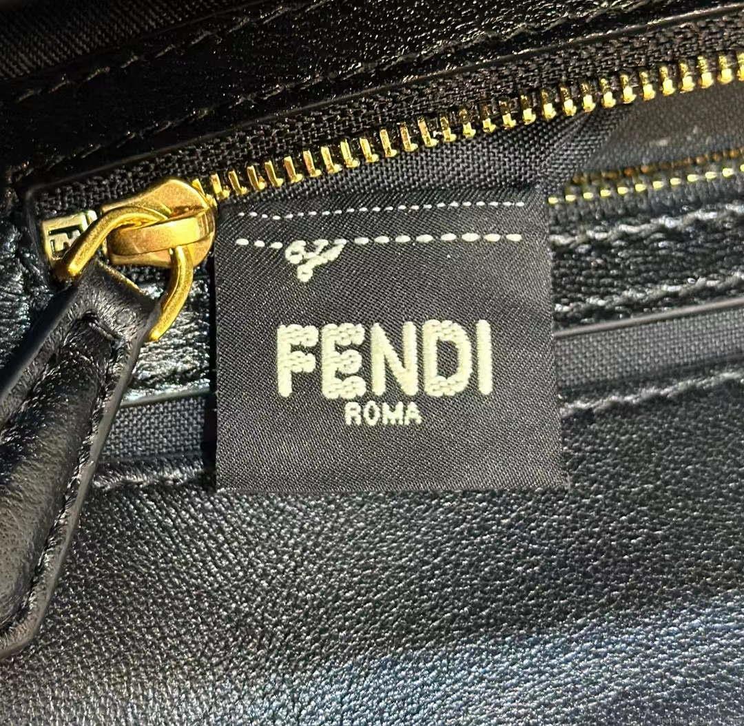 Fendi 8BR600 Baguette Medium Black leather 8629 bag Black