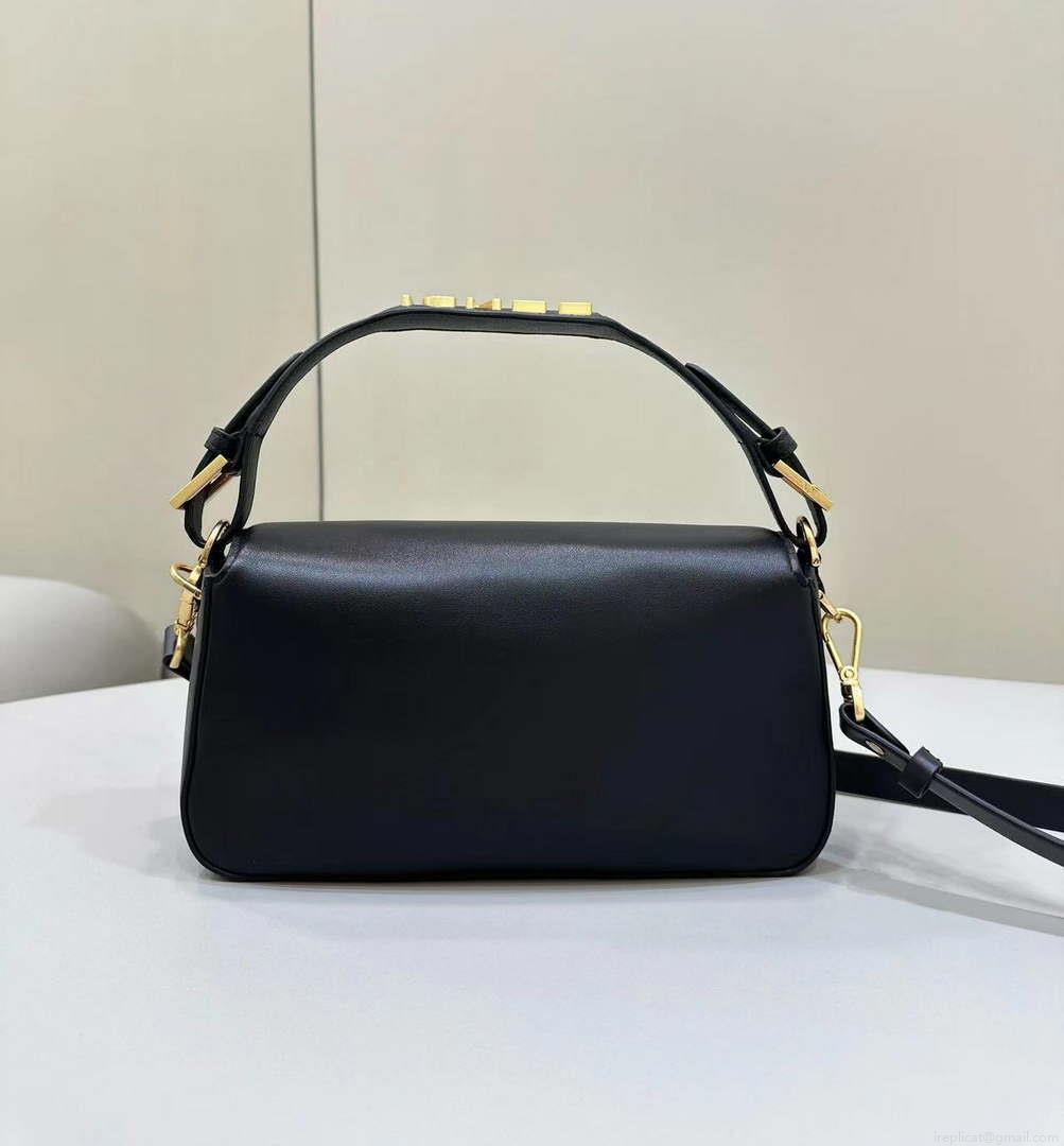 Fendi 8BR600 Baguette Medium Black leather 8629 bag Black