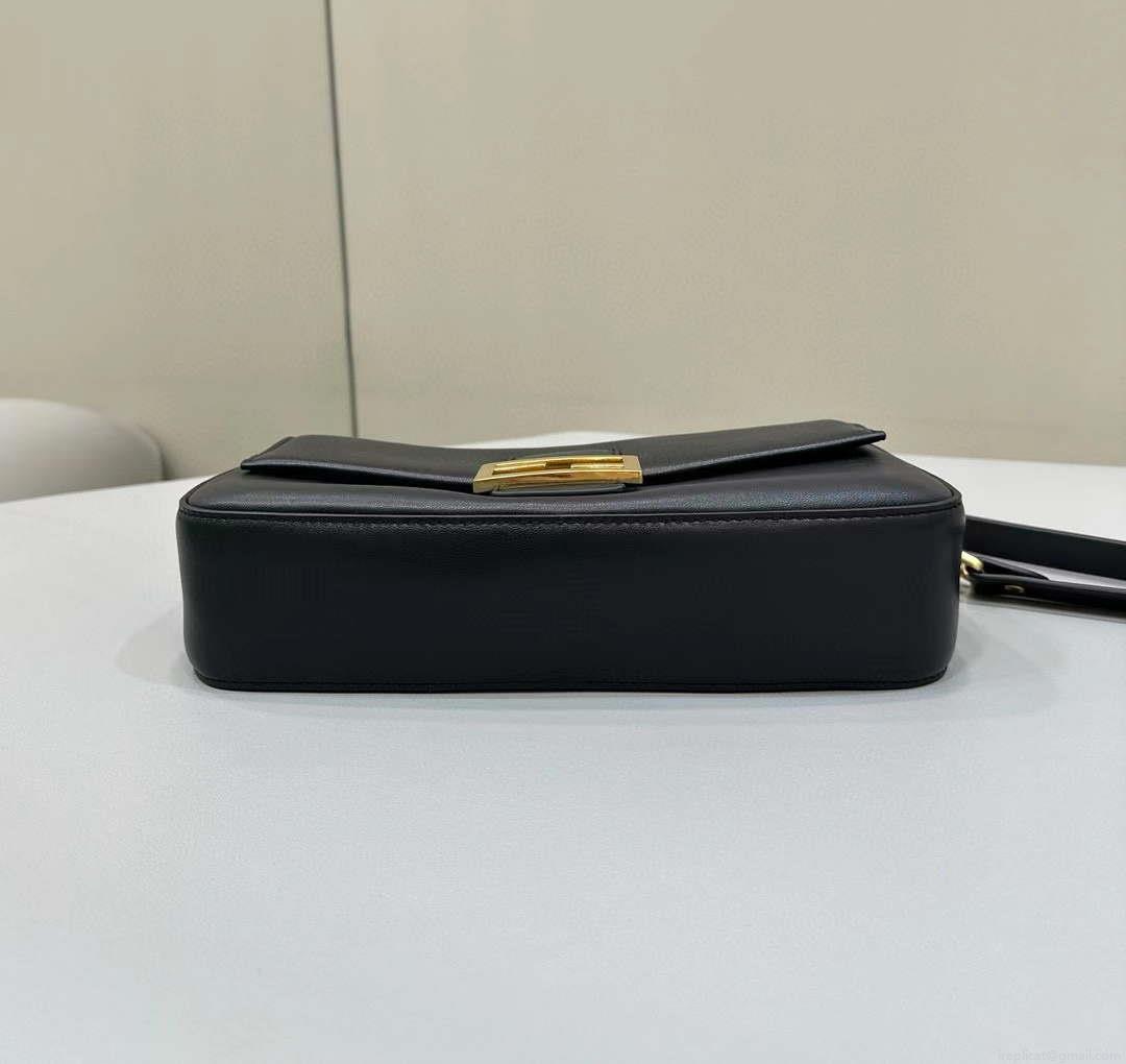 Fendi 8BR600 Baguette Medium Black leather 8629 bag Black