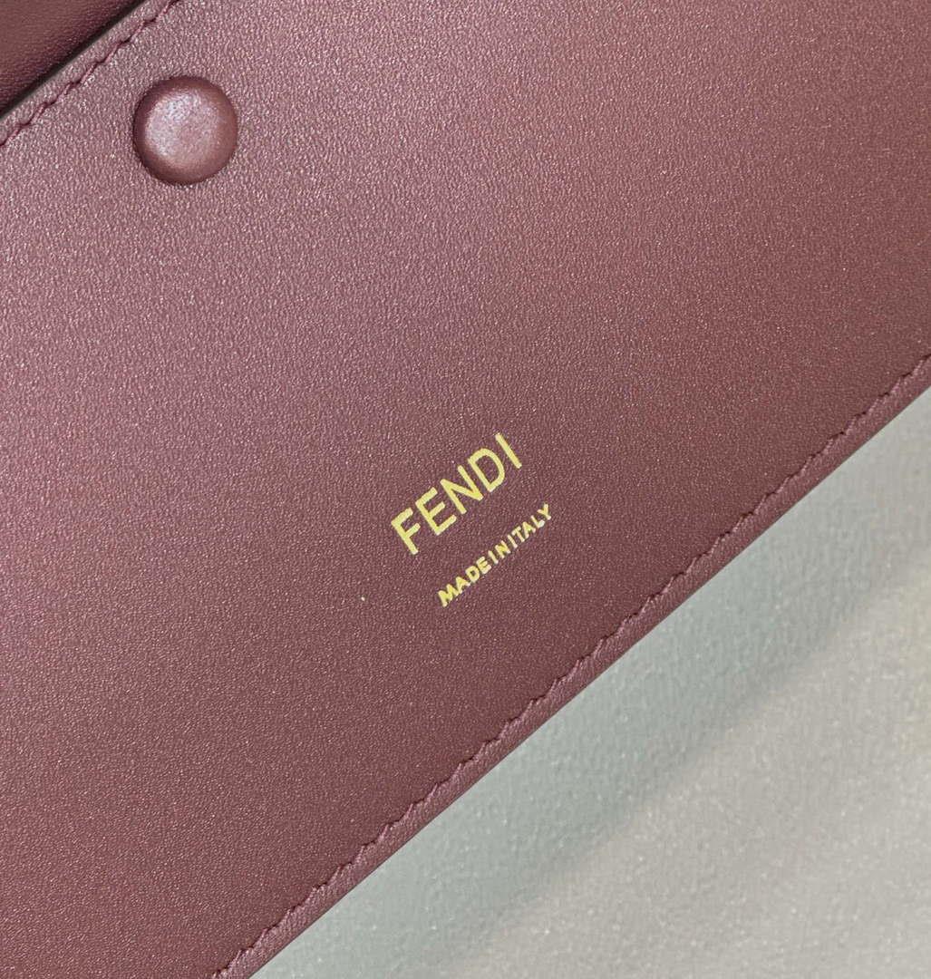 Fendi 8BR600 Baguette Wine Red interlaced leather and raffia bag 8630
