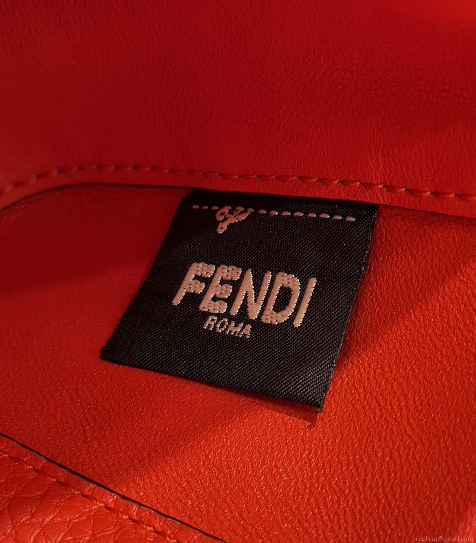 Fendi 8BS017 Baguette Mini Red Selleria bag with 309 hand-sewn Tpstitches 8610S