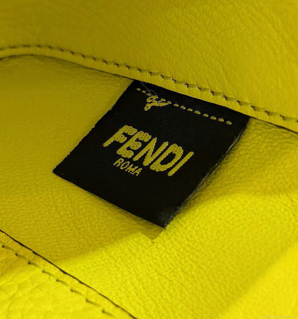 Fendi 8BS017 Baguette Mini Acid yellow Selleria bag with 309 hand-sewn Tpstitches 8610S