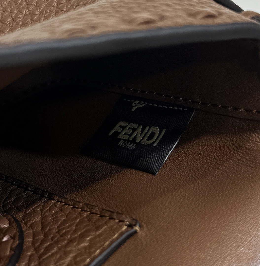 Fendi 8BS017 Baguette Mini Dark Brown Selleria bag with 309 hand-sewn Tpstitches 8610S