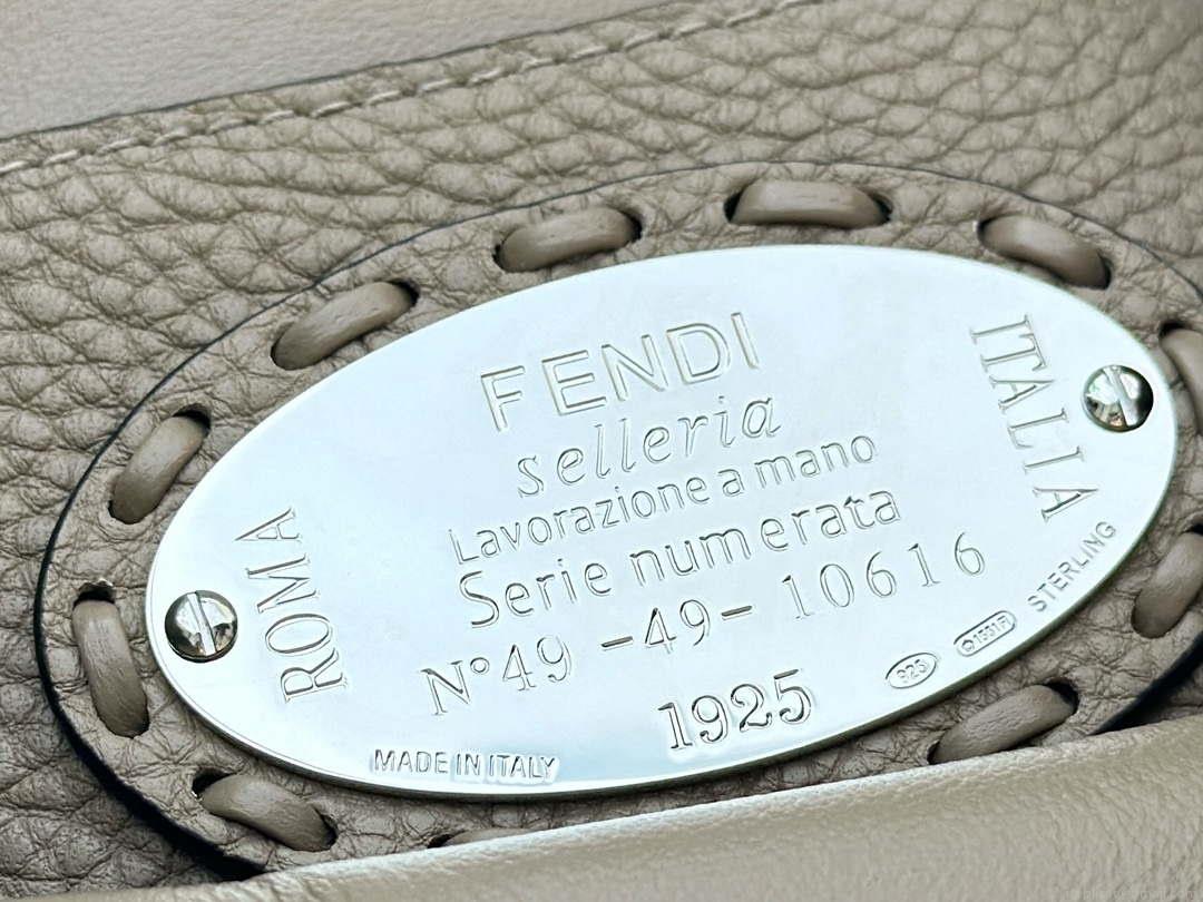Fendi 8BS017 Baguette Mini Gray Selleria bag with 309 hand-sewn Tpstitches 8610S