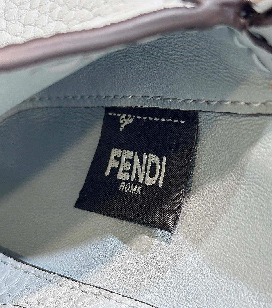 Fendi 8BS017 Baguette Mini Blue Selleria bag with 309 hand-sewn Tpstitches 8610S