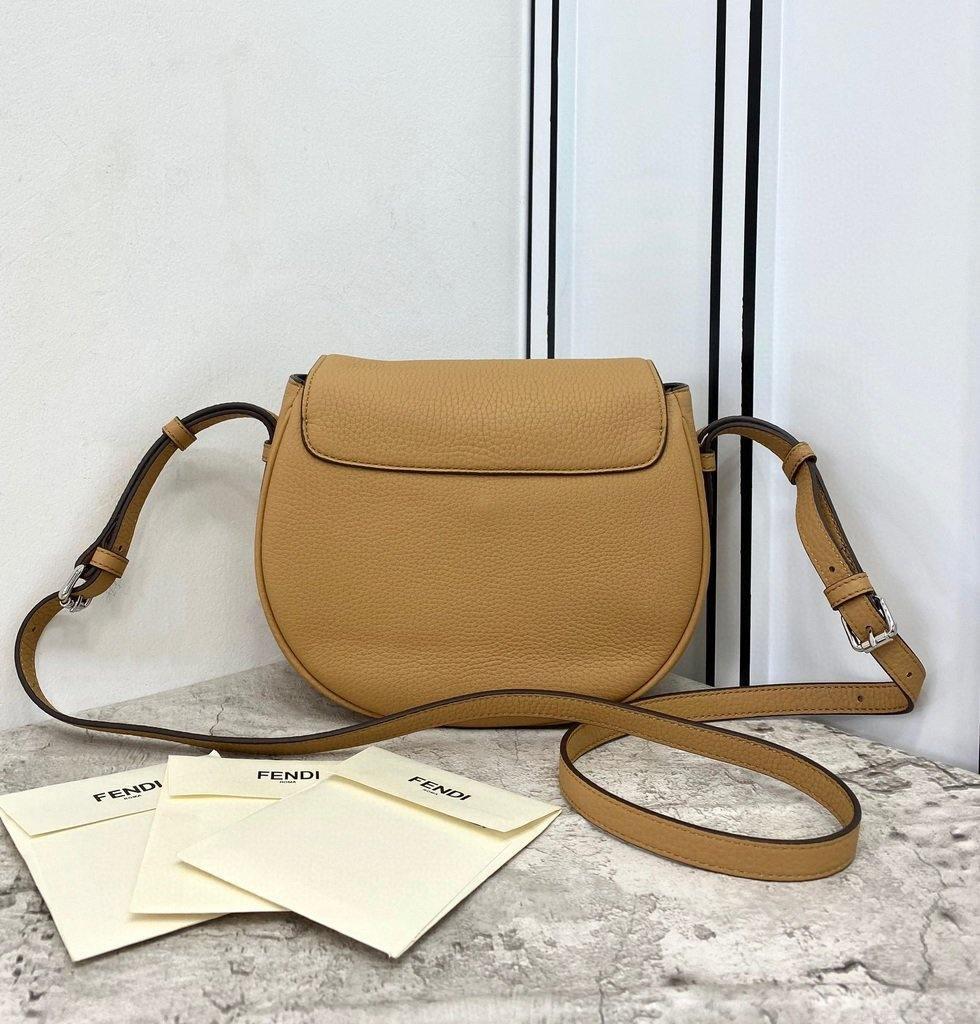 Fendi 655 Fendi Moonlight Shoulder Saddle Leather Bag Brown
