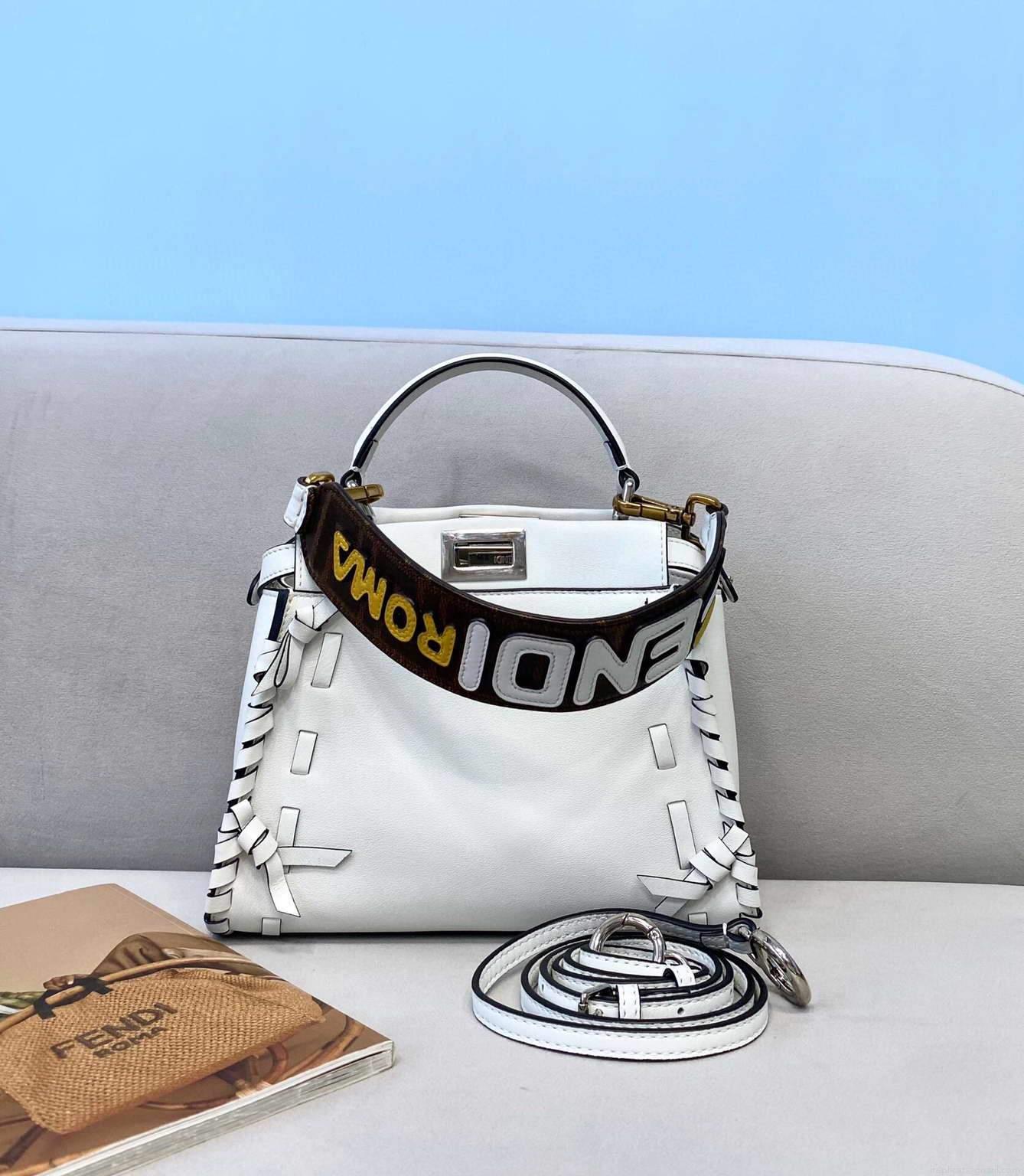 Fendi 5510S Peekaboo Iconic Essentially White Leather Bag