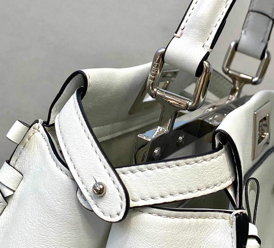 Fendi 5510S Peekaboo Iconic Essentially White Leather Bag