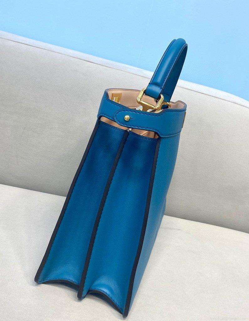 Fendi 70193 Peekaboo ISEEU MEDIUM Blue Leather Bag