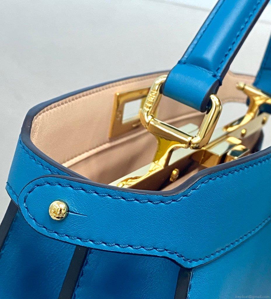 Fendi 70193 Peekaboo ISEEU MEDIUM Blue Leather Bag
