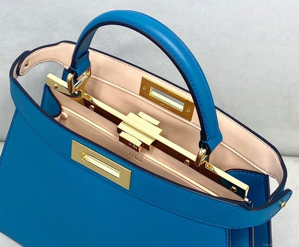Fendi 70193 Peekaboo ISEEU MEDIUM Blue Leather Bag
