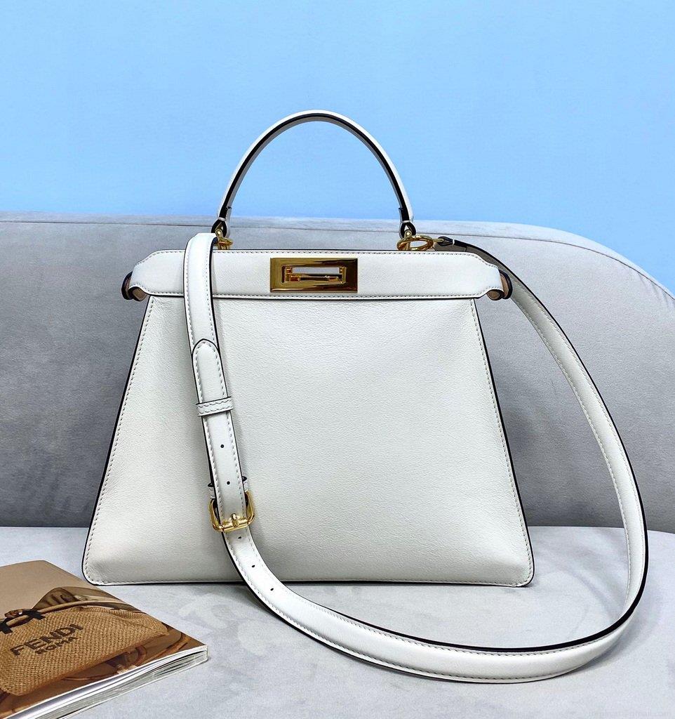 Fendi 70193 Peekaboo ISEEU MEDIUM White Leather Bag