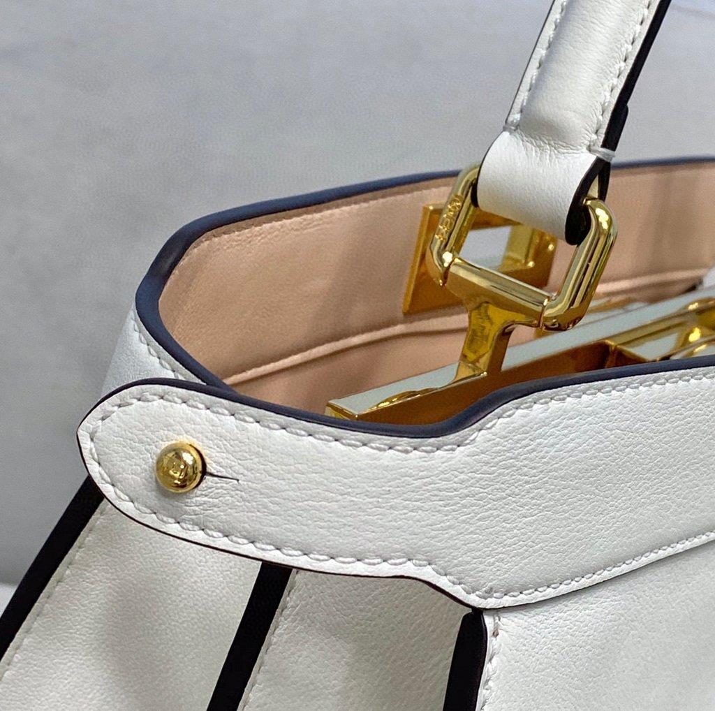 Fendi 70193 Peekaboo ISEEU MEDIUM White Leather Bag