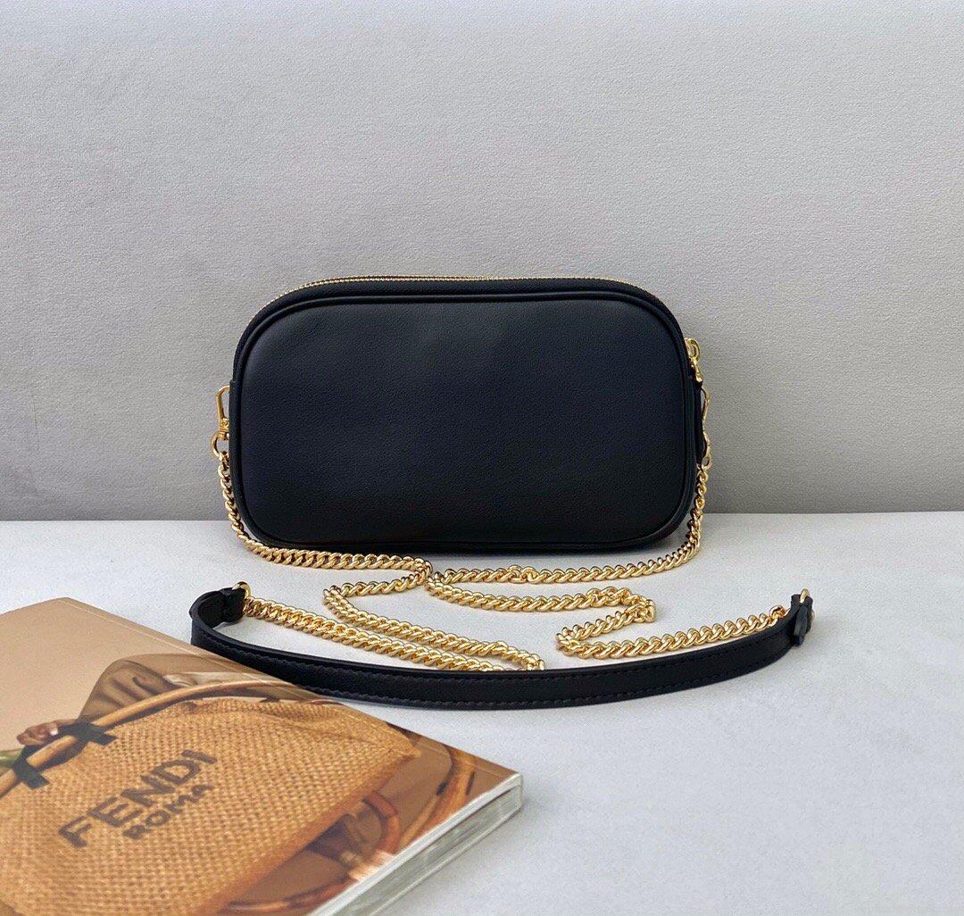 Fendi 70213 Easy Baguette Leather Handbag Black
