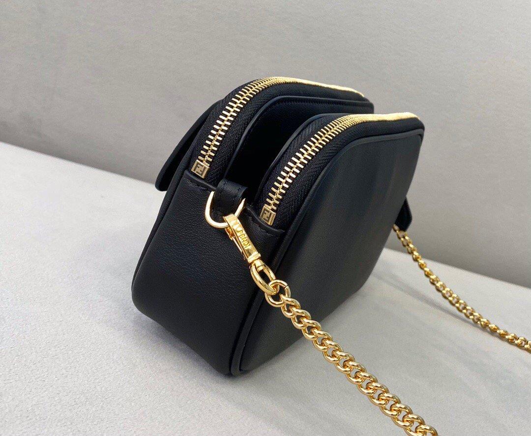 Fendi 70213 Easy Baguette Leather Handbag Black