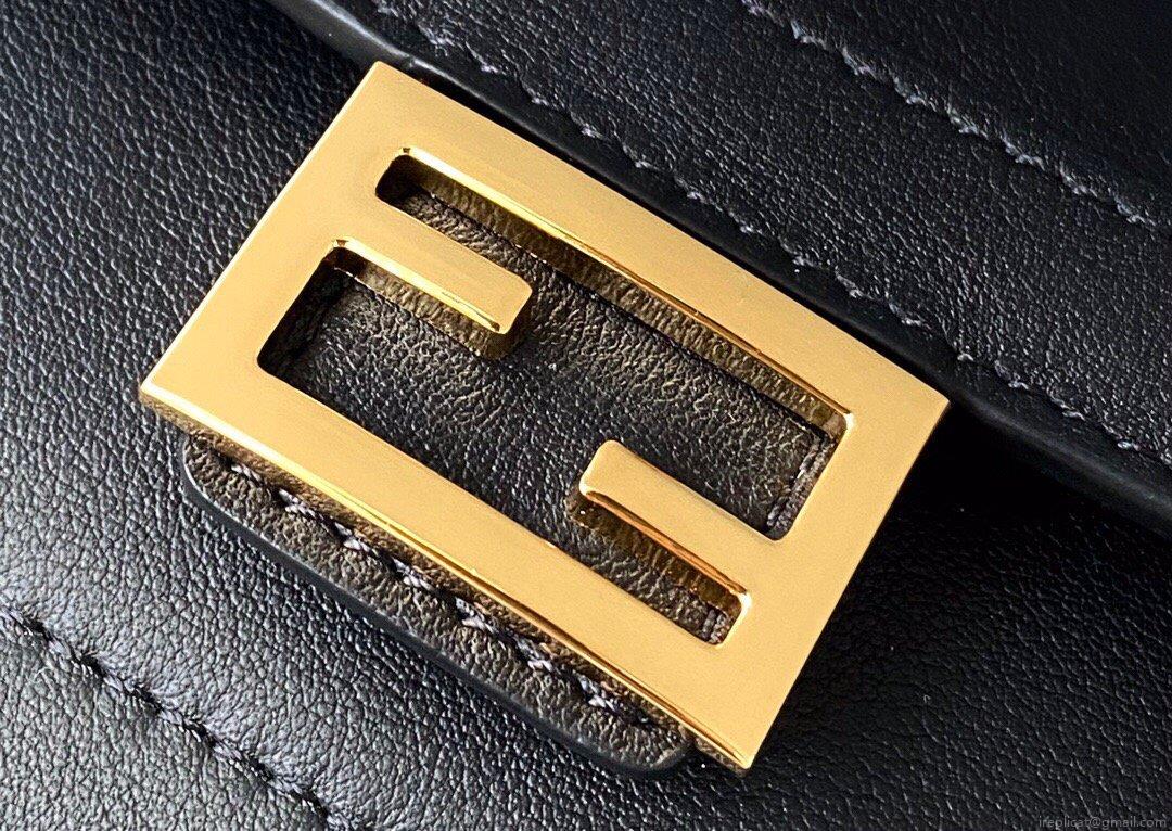 Fendi 70213 Easy Baguette Leather Handbag Black