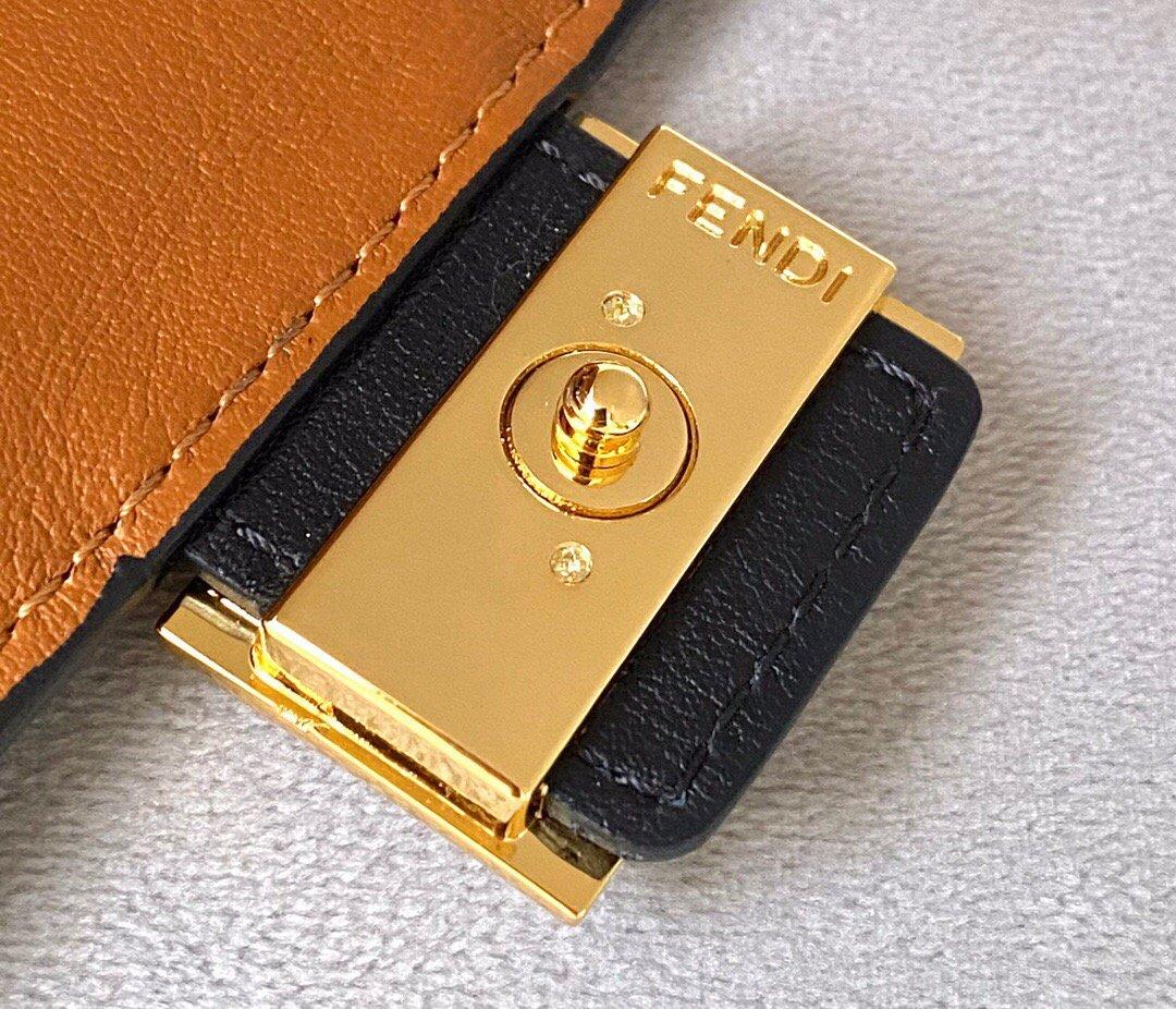 Fendi 70213 Easy Baguette Leather Handbag Brown