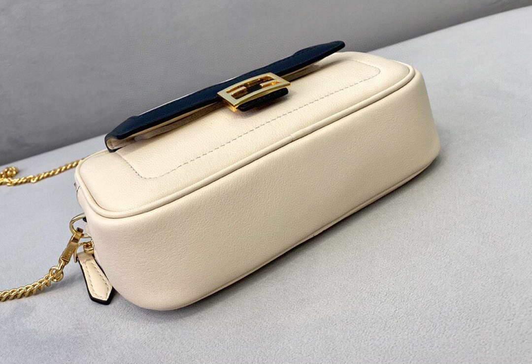 Fendi 70213 Easy Baguette Leather Handbag White