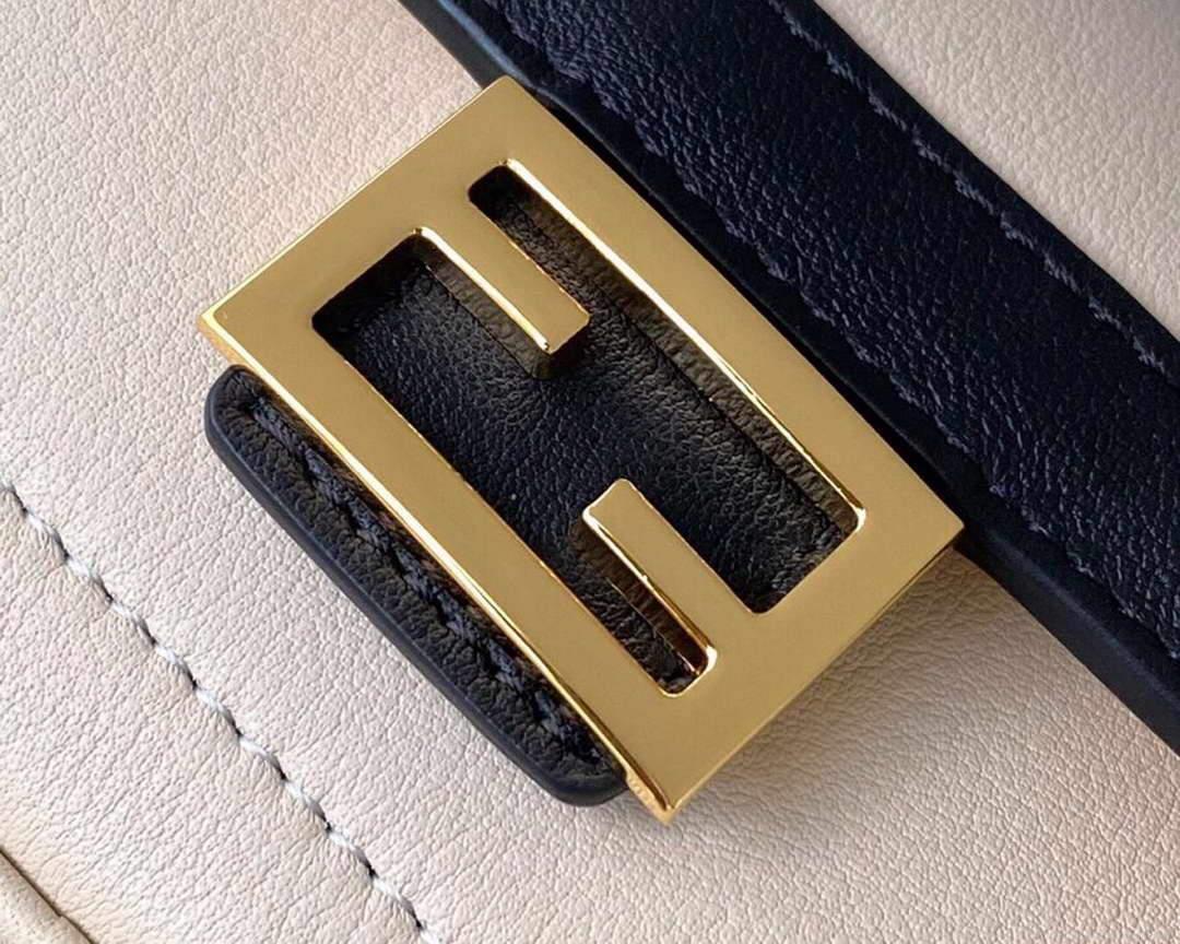 Fendi 70213 Easy Baguette Leather Handbag White