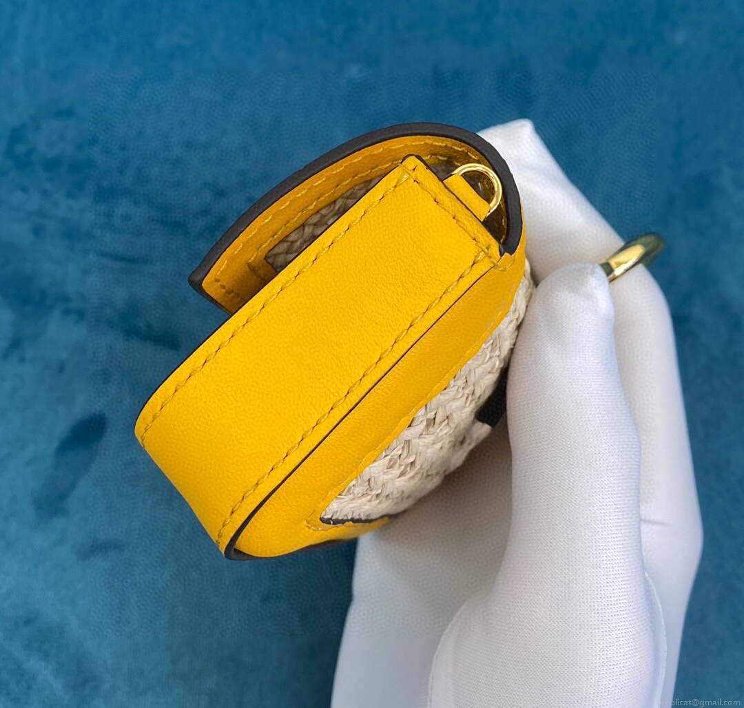 Fendi 7AR844 Nano Baguette Charm Beige Raffia Charm