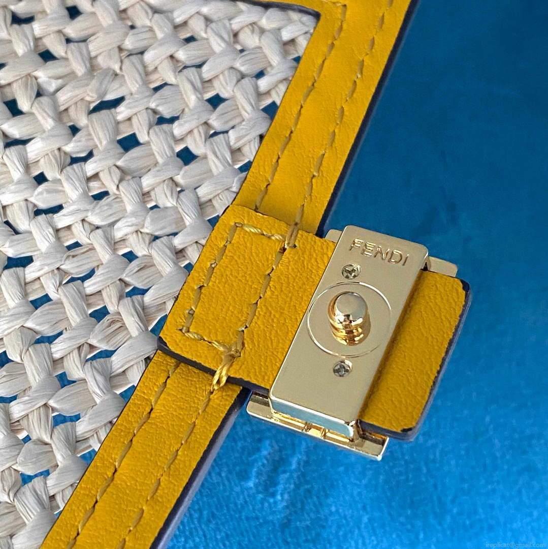 Fendi 7AR844 Nano Baguette Charm Beige Raffia Charm