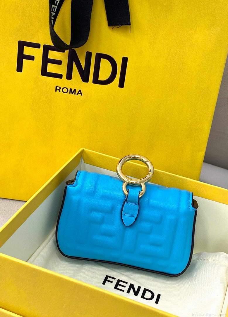 Fendi 7AR844 Nano Baguette Charm Blue Nappa Leather