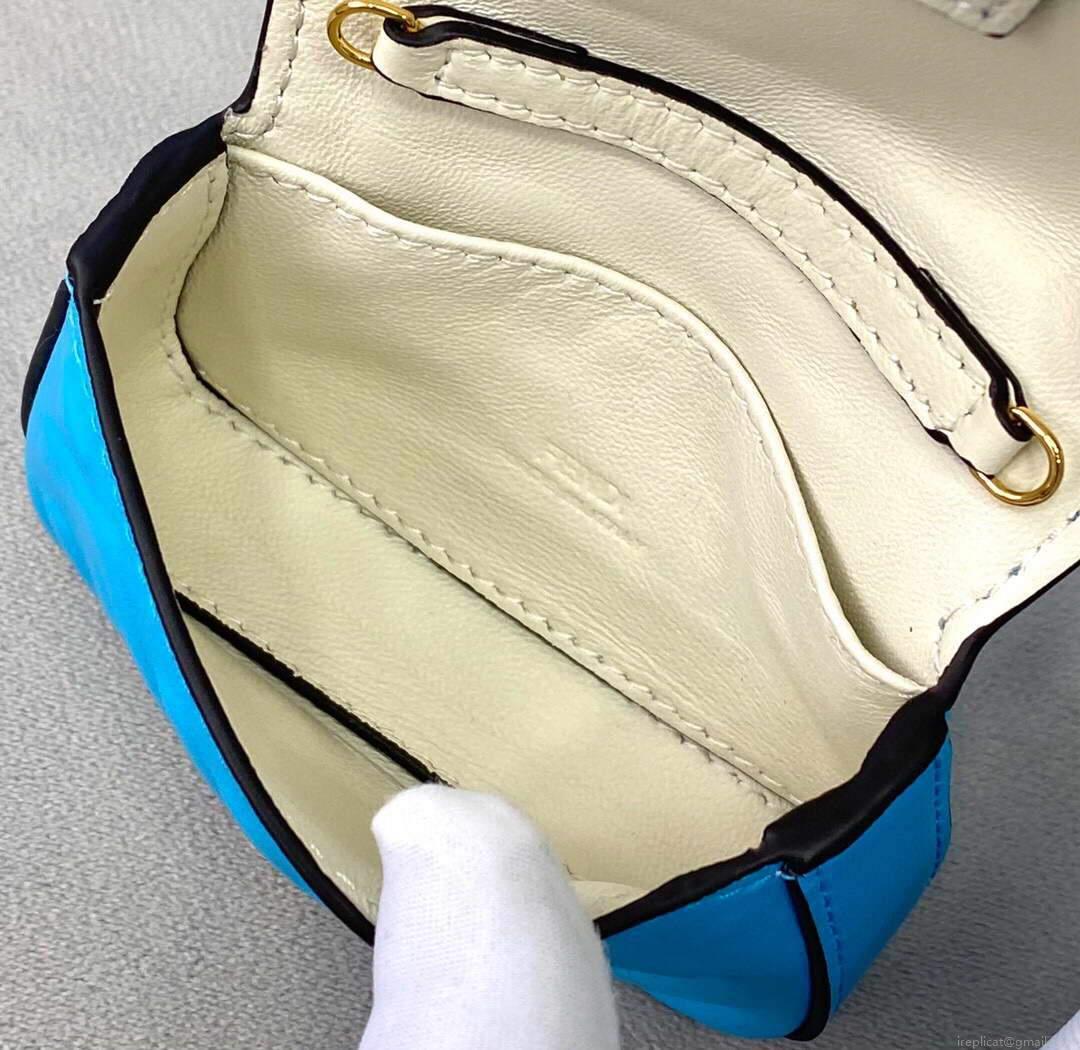 Fendi 7AR844 Nano Baguette Charm Blue Nappa Leather