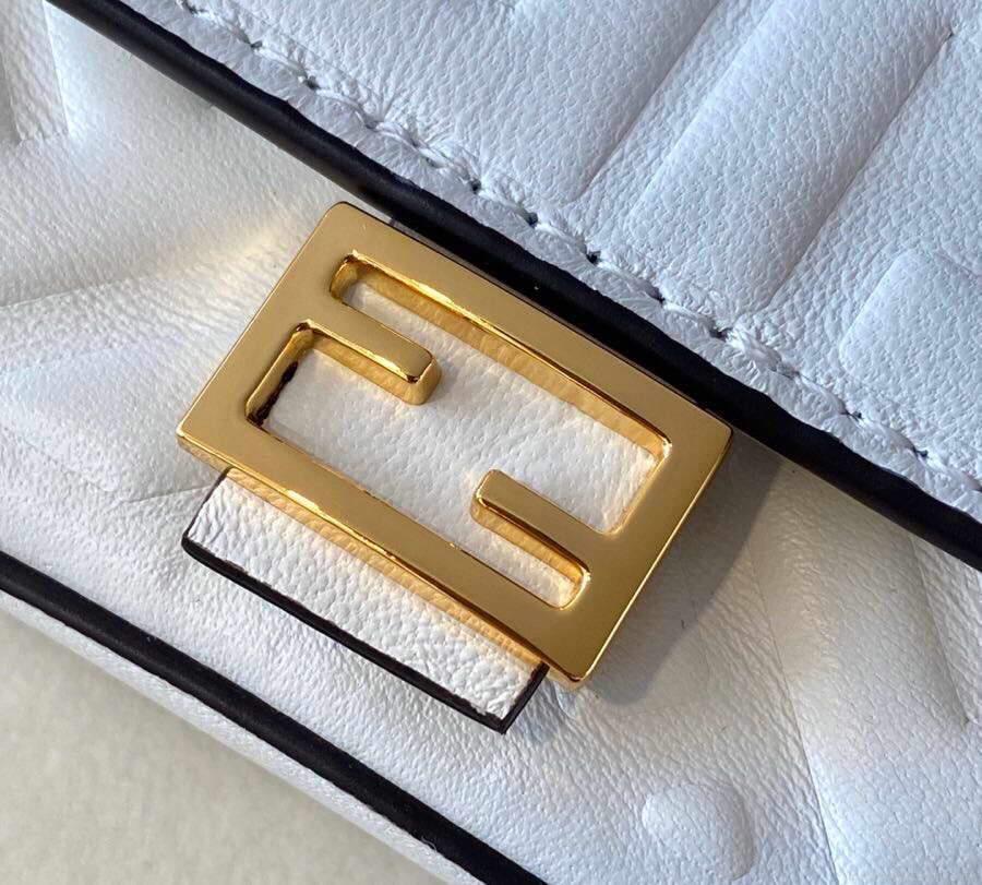Fendi 7AR844 Nano Baguette Charm White Nappa Leather