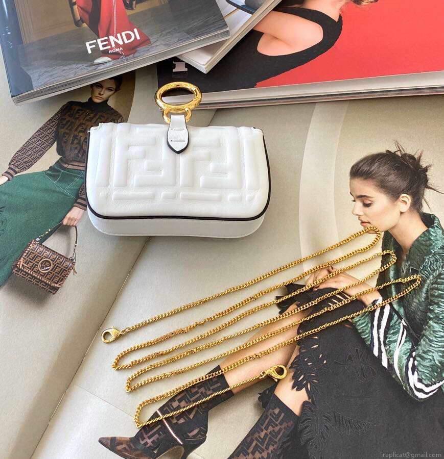 Fendi 7AR844 Nano Baguette Charm White Nappa Leather