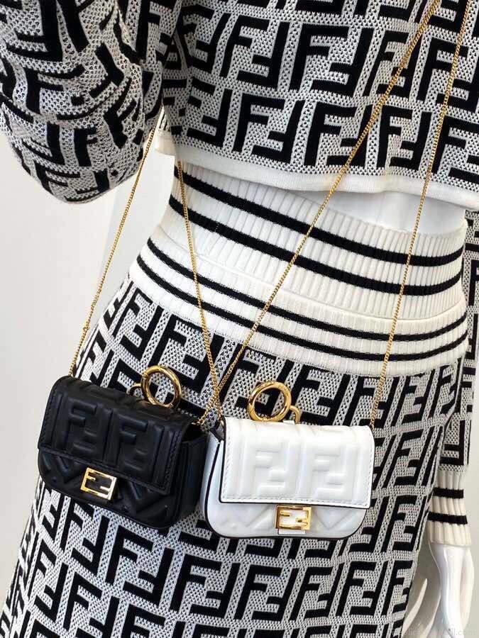 Fendi 7AR844 Nano Baguette Charm White Nappa Leather
