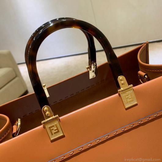 Fendi 8BH372 FENDI Large Sunshine Shopper Bag Brown Leather